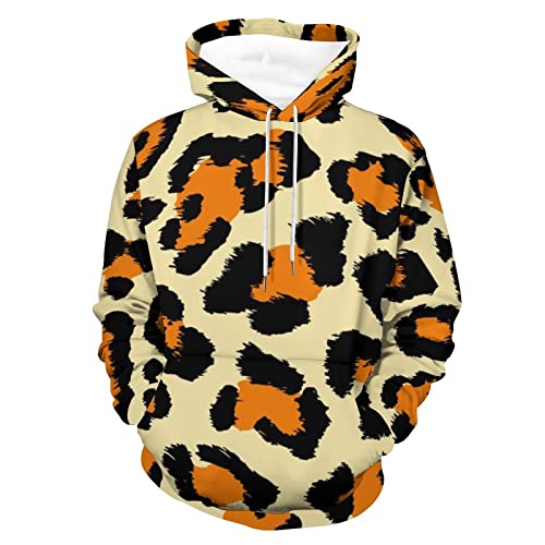 Desheze Unisex Hoodie Leopardo Marrón Sudaderas con Capucha Manga Larga Pullover Impresión Sweatshirts para Hombre Mujer S Cover