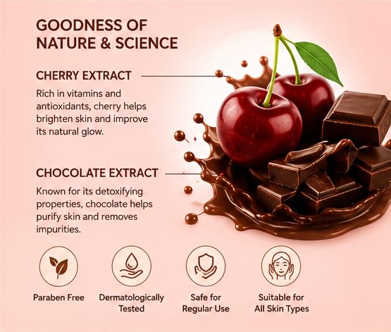 Image of Everyuth Naturals Tan Removal Chocolate & Cherry Face Pack Sachet | De-Tan & Brightening Face Pack | Paraben Free | Suitable for All Skin Types | Visible Results from 1st Use | 9g | Sachet | Pack of 10