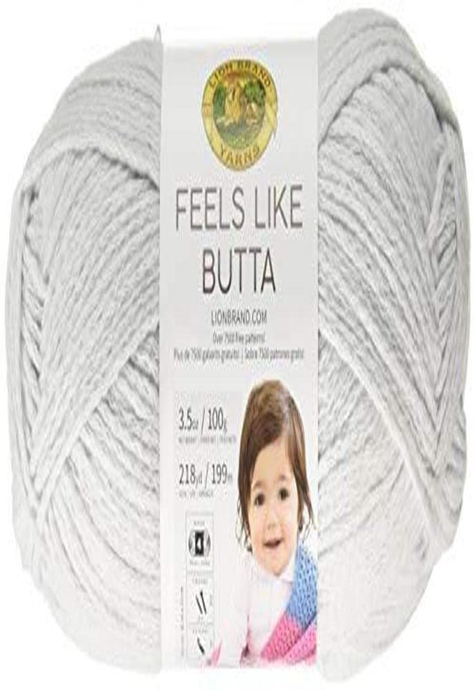 Lion Brand Yarn Feels Like Butta Soft Yarn for Crocheting and Knitting, Velvety, 1-Pack, Pale Grey