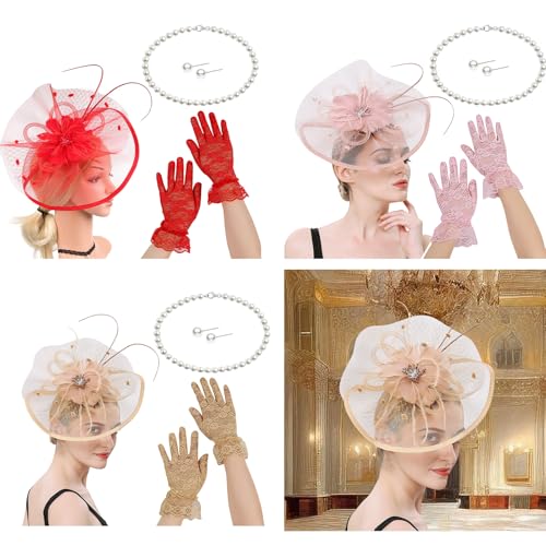 Costume bibi français de prestige avec gants fins et parure de perles