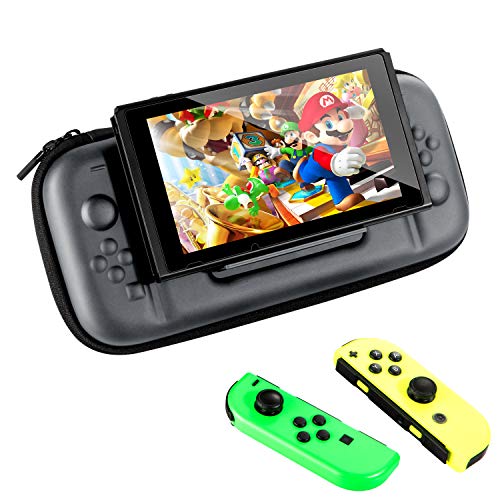 VAGHVEO Custodia con Supporto per Nintendo Switch, Case da Viaggio Portabel Hard Shell Cover di Trasporto con più Spazio per 10 Cartucce da Gioco e Accessori per Nintendo Switch, Grigio