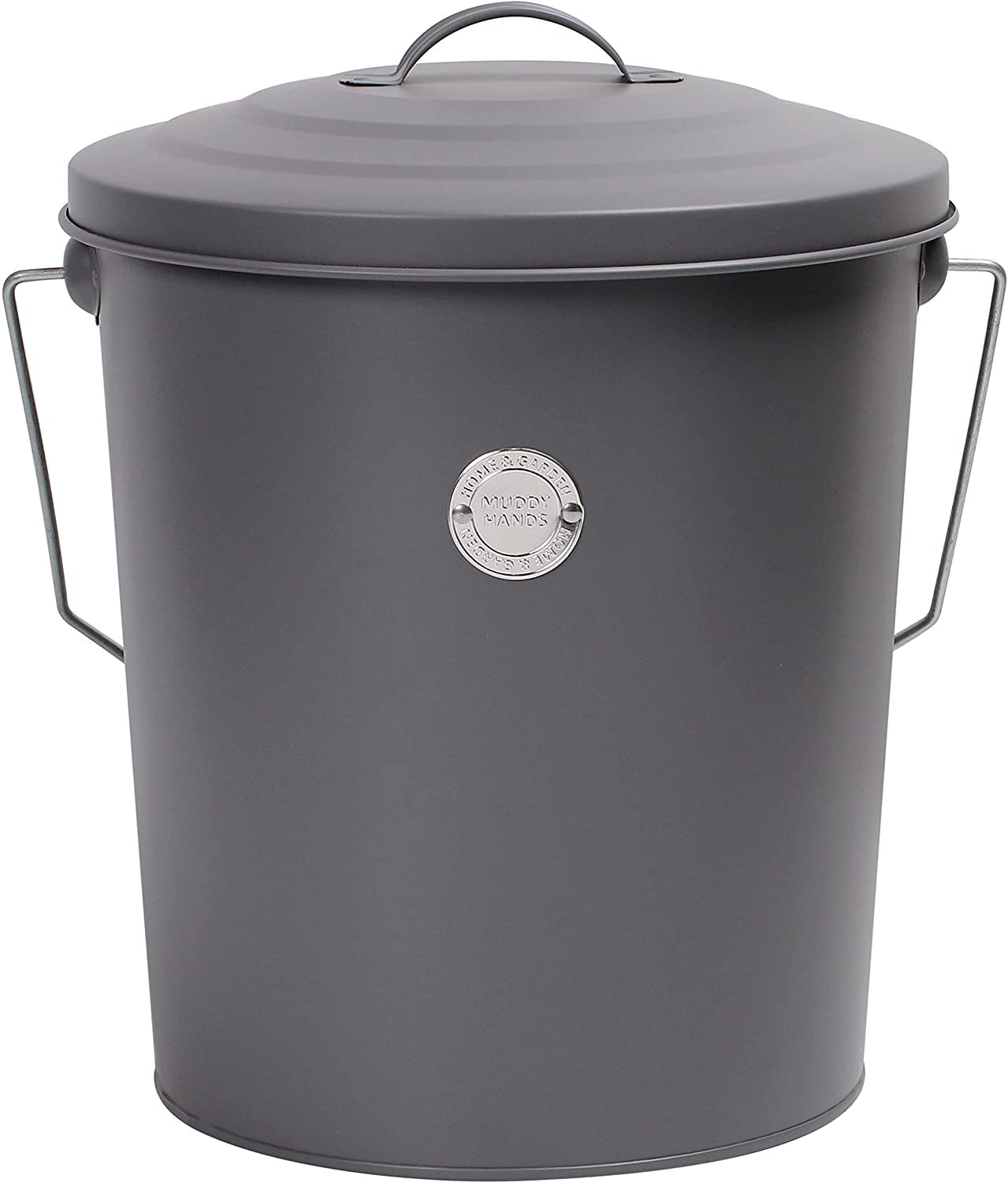 Muddy Hands Fireplace Ash Bucket with Lid & Carry Handle Coal Fuel Log Wood Kindling Carrier Storage (Grey)