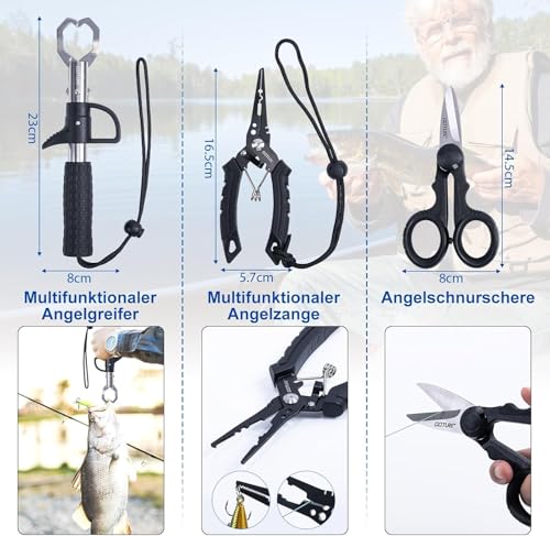 Goture Angelset mit Teleskop-Angelruten (24T Carbon),1,8m/2,1m/2,4m/2,7m I Angelrute Set Komplett 5.2:1 Spinnrolle, 150m/14kg Schnur, Köderbox & Tragetasche – für Salz-/Süßwasser, Reisen–Angelgeschenk – Bild 4