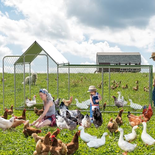 image for GarveeLife Metal Chicken Coop, Large Chicken Run with Waterproof and A