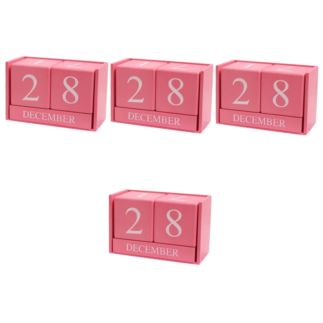 VILLCASE 4 Stück Tischkalender aus Holz Kalender Esstisch lustiger Tisch personalisierter bürodeko Tages aus Holzblöcken Rosa