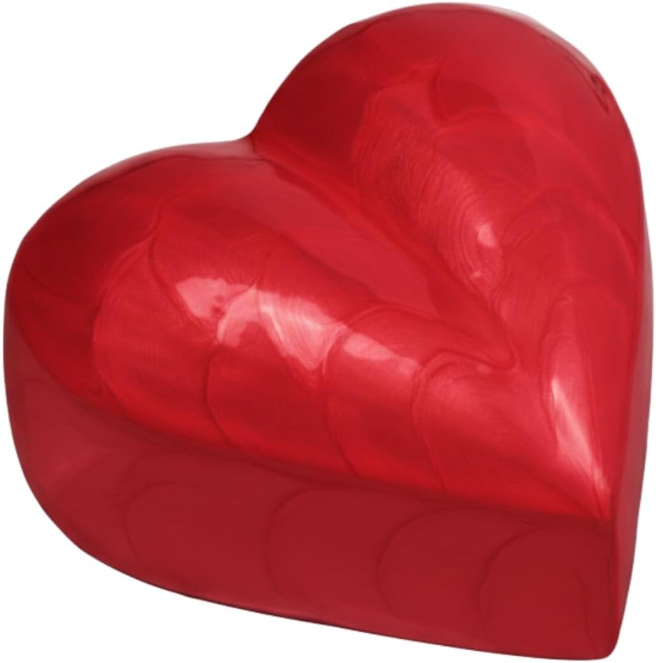 Urn for Ashes Funeral Cremation Memorial Keepsake Heart Love Urns Decorative Alloy (Silver, 5") RHM01-02