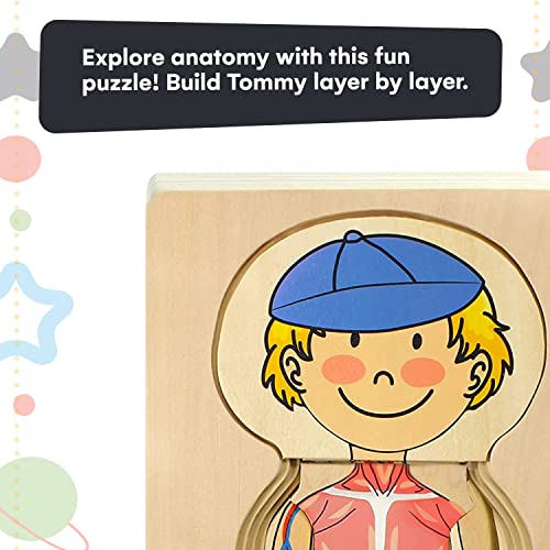 Kidzlane Boy Wooden My Body Puzzle For Toddlers & Kids - 29 Piece Boys Anatomy Puzzle Kid Play Set - Anatomy For Kids, Skeleton Toys For Kids Ages 3 Plus #TOP3