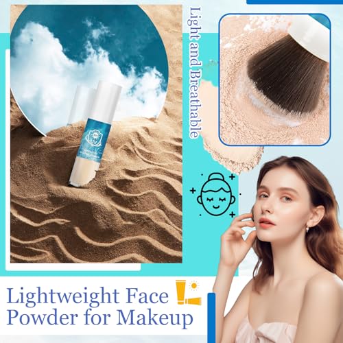 Mineral Sunscreen Setting Powder SPF 50 +,Mineral Brush Powder,Oil Control Setting Powder Sunscreen for Face,Matte Translucent Brush On Sunscreen Powder,Oil Control Lightweight Face Powder for Makeup