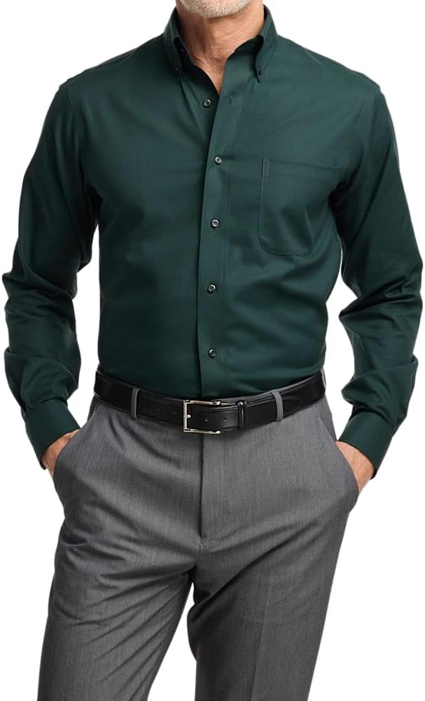 Paul Fredrick Men's Classic Fit Non-Iron Cotton Houndstooth Dress Shirt