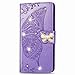 Produktbild Glitzer Handyhülle für Xiaomi Mi 11 Hülle Bling Strass Diamant Wallet Case Flip Cover PU Leder Tasche Flipcase Schutzhülle Handytasche Ständer Klapphülle Schale Bumper für Xiaomi Mi 11 Helles Lila