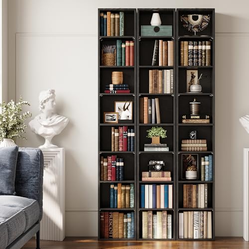 IRONCK Tall Narrow Bookshelf 8 Tiers, Compact Corner Bookcase, Easy to Match for Living Room, Office, Study, Bedroom, Vintage Black IRONCK Tall Narrow Bookshelf 8 Tiers, Compact Corner Bookcase, Easy to Match for Living Room, Office, Study, Bedroom, Vintage Black