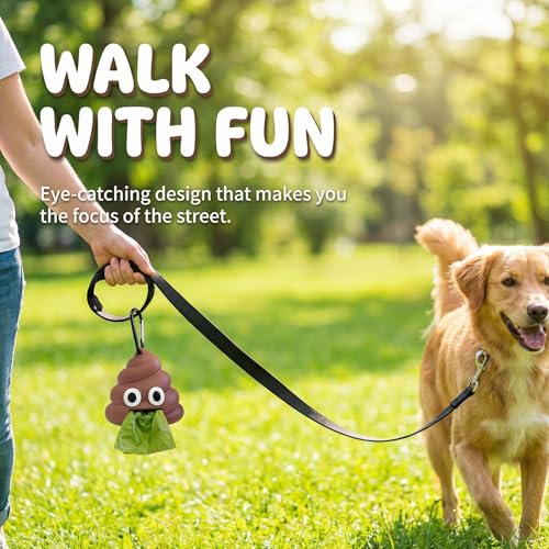 Image of Dog Poop Bag Dispenser for Dog Leash, Poop Shape Sturdy Holder (Pack of 3)