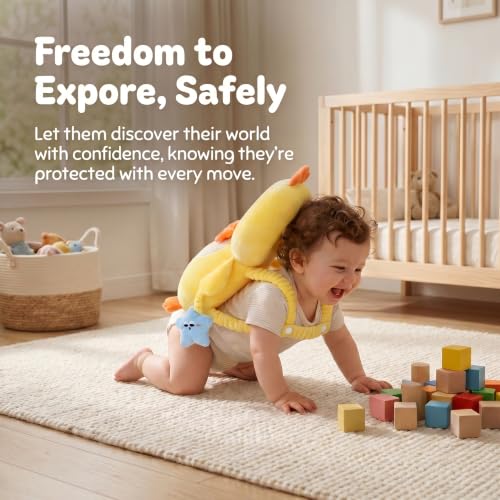 Image of Baby Head Protector Backpack - Soft & Lightweight Fall Cushion Backpack for Toddlers Walking and Crawling(Yellow Chick)