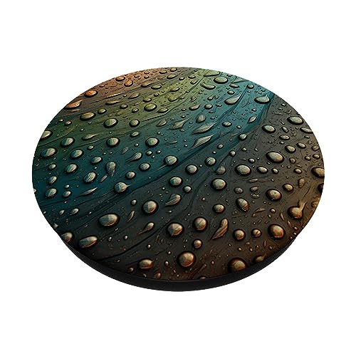 Elegant Water Drops Rainy Day PopSockets Swappable PopGrip, Black - Image 2