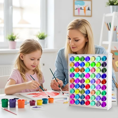 Image of Mekueeex Minimalist 63 Holes Craft Paint Storage Organizer, Thick PVC Wall Mounted Holder, White
