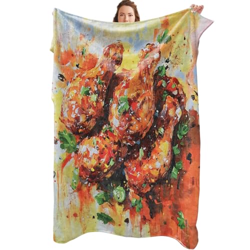 Funny Fried Chicken Blanket with Vibrant Spicy Drumsticks Design Throw