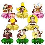 8Pcs George of Curious Honeycomb Centerpieces for Birthday,George of Curious Party Favors, Honeycomb Table Decorations,Curious Birthday Party Supplies for Boys and Girls