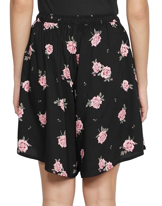 Image of B STORIES Women's Viscose Printed Lounge Culotte Shorts (Pack of 2)