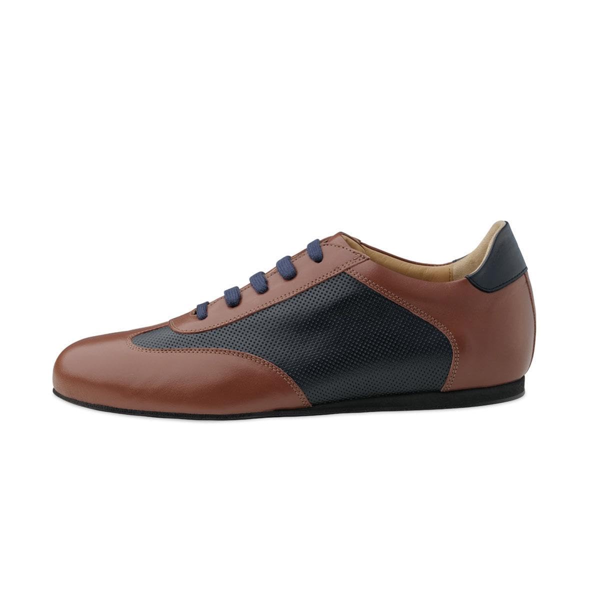 Werner Kern Herren Sneaker Tanzschuhe Positano - Leder Blau/Braun - 1,5 cm Keilsohle - Made in Italy