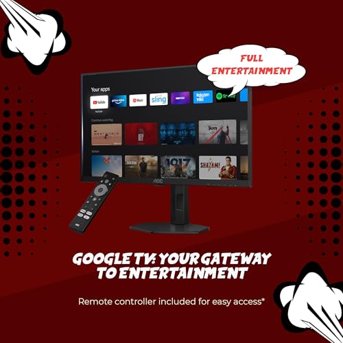 Image of AOC 27 inch Smart Gaming Monitor QHD 180Hz VA Google TV USB-C 65W PD, Q27G4XY | 2560x1440 Computer Monitor, 1ms GtG, USB 3.2, DP 1.4, HDMI 2.0, Height Adjustable Stand, Built-in Speakers, VESA Mount