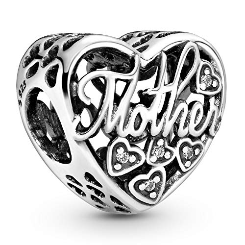 Pandora Jewelry Mother and Son Script Openwork Cubic Zirconia Charm in Sterling Silver