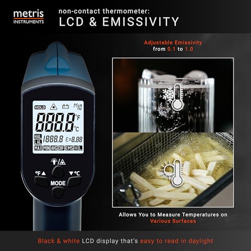Thermomètre infrarouge à haute précision -50 à 750 °C pour mesures thermiques CVC