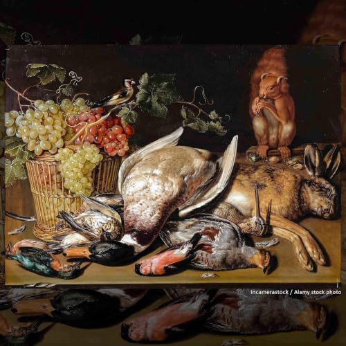 Jagdstillleben mit Fr&uuml;chten, Vogel und Eichh&ouml;rnchen