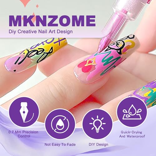 Image of 12 Color Nail Art Pens, 0.7 MM Nail Polish Pens Set Drawing Painting Point Liner Acrylic Painted Pen Kit, Waterproof and Quick-drying Nail for DIY Nails Art Design Manicure Tools