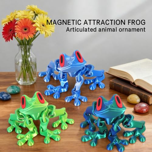 Imán decorativo rana magnética 3D azul y verde miniatura 4