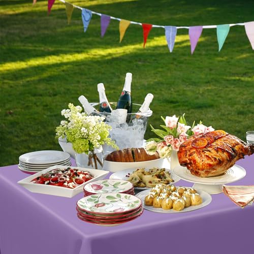 Image of QZYL 4 PCS Plastic Table Cloth Disposable, 54x108 Inches Leakproof Rectangle Tablecloth, Heavy-Duty for Restaurant Party Decorations, Outdoor Picnic Tablecloth Congratulations Decorations