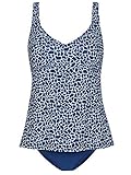 Susa 1870-371 Women's Red Safari Africa Blue Animal Print Mastectomy Tankini Set 40-D Cup