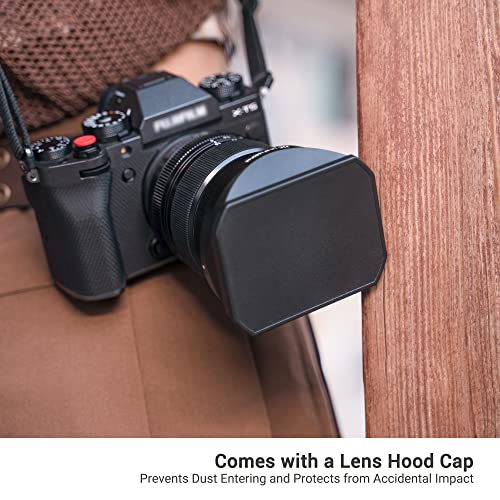 Image of JJC Metal Square Lens Hood Shade for Fujifilm XF 16-80mm f /4 R OIS WR Lens | for Fuji X-T5 X-T4 X-S10 X-T3 X-T2 X-H2 Camera with 16-80mm Kit Lens, for XF 16-55mm F2.8 R LM WR II Lens, No Vignetting