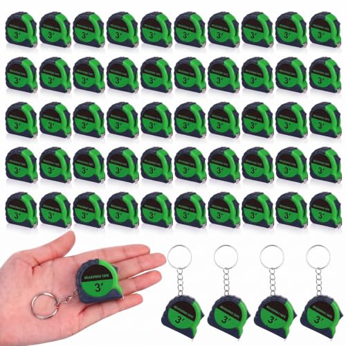 Kanayu 30 Pcs Pcs Mini Measuring Tape with Keychain, 3 ft, Green