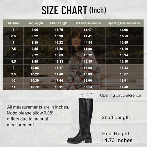 Image of Vepose Women's Tall Knee High Boots 9565 Dress Chunky Low Heel Fashion Square Toe with Side Zipper Fall Leather Long Boot