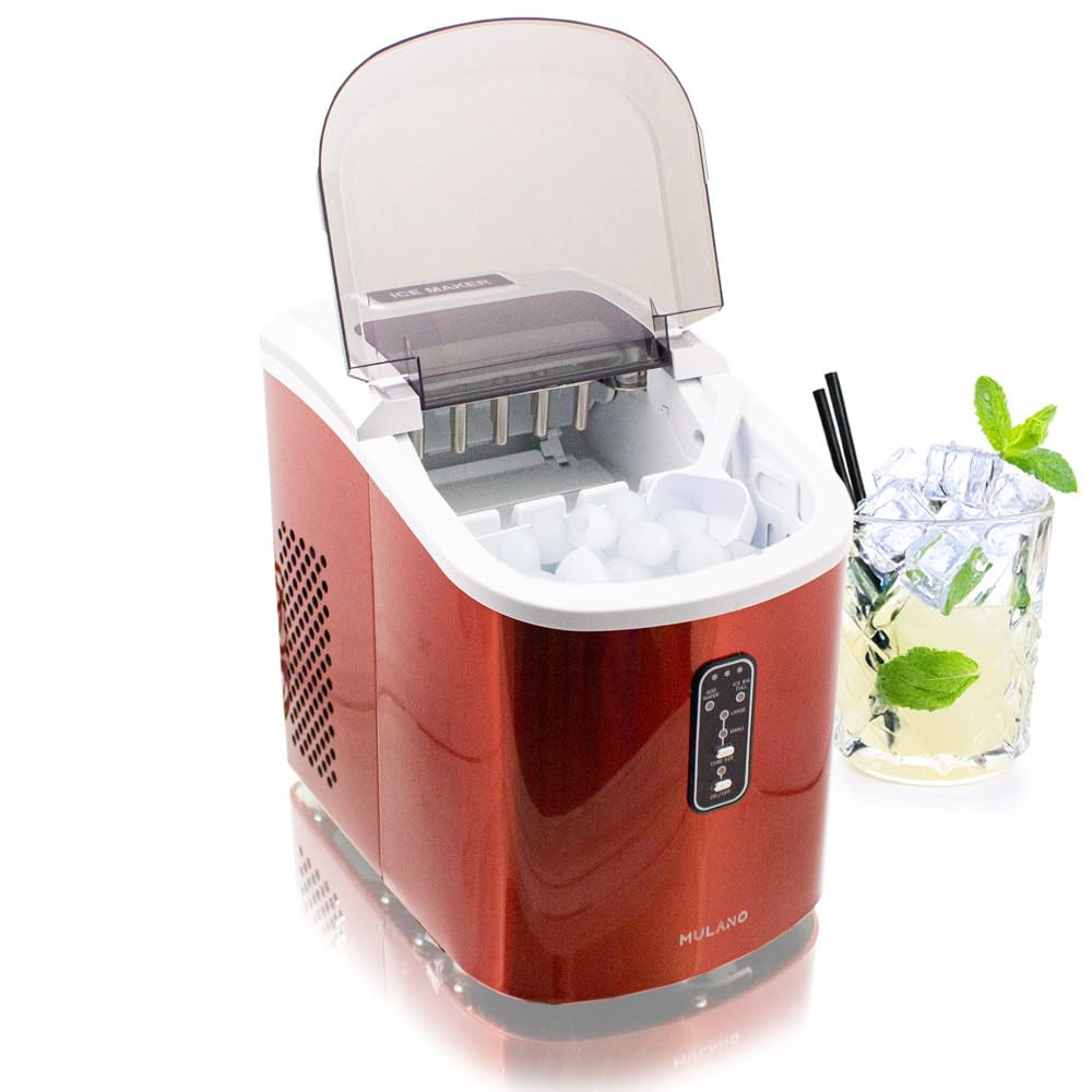 Eiswürfelmaschine Edelstahl Eiswürfelbereiter Eiswürfel Ice Maker Eis Maschine Icemaker (Orange)