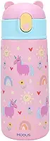 Garrafa Térmica Infantil - 500mL, Parede Dupla Livre de BPA, Anti Vazamento, com Canudo Silicone (Rosa)