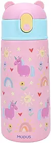 Garrafa Térmica Infantil - 500mL, Parede Dupla Livre de BPA, Anti Vazamento, com Canudo Silicone (Rosa)
