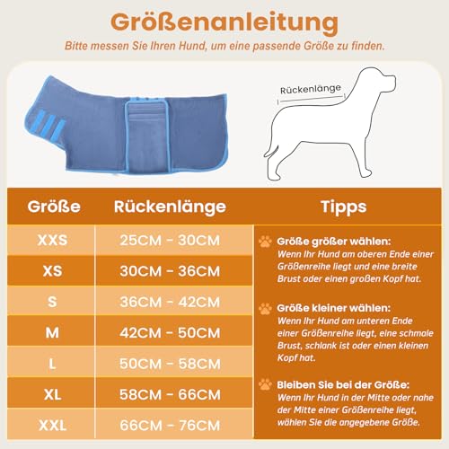 Zorela Hundebademantel, Superweicher Bademantel Hund aus Korallenvlies, Hunde Bademantel Hundehandtuch Extra Saugfähig für nach dem Bad, Strand, Pool