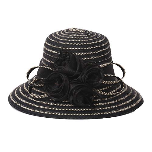 Go Mai Accessories Lady Derby Dress Church Cloche Hat Bow Bucket Wedding Bowler Hats Travel Casual Hat Black