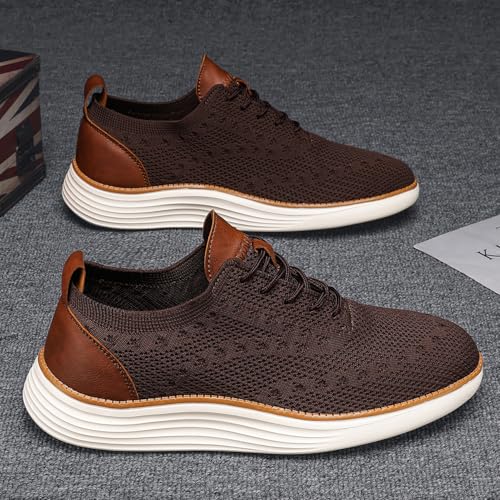 Image of Men's Mesh Oxfords Sneakers Handmade Comfortable Casual Dress Business Slip On Lightweight Walking Shoes for Men
