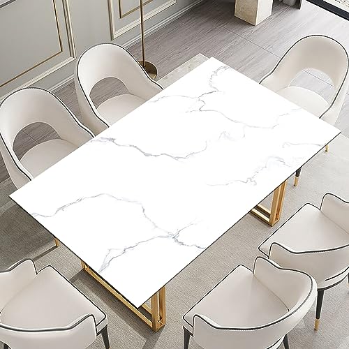Nappe moderne marbre blanc imperméable anti-tache en cuir pour table rectangulaire - 3