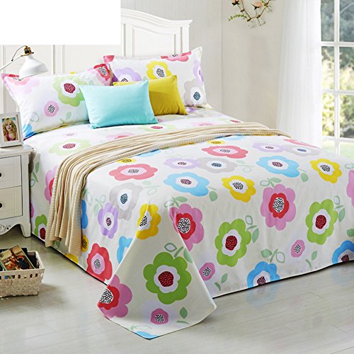 Drap plat coton double 200x230cm pour parure de lit imprimée S - 2