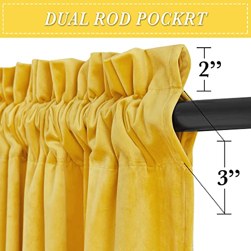 Image of RYB HOME Gold Velvet Curtains 84 inches, Room Darkening Privacy Window Curtains Decorative Thermal Insulated Backdrops for Living Room Bedroom Home Office, W52 x L84 inches, 2 Panels Set