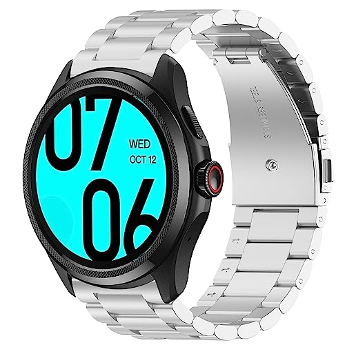 For Ticwatch Pro 5専用バンド 時計バンド 金属 ベルト高硬度 交換バンド Ticwatch Pro 5ベルト 工具付属 長さ調整可能 (シルバー)