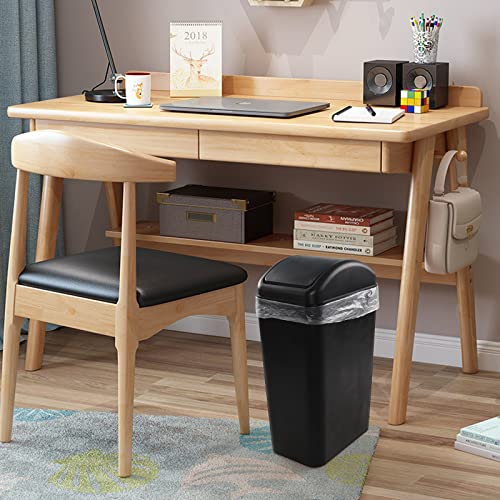 Image of Farmoon 3.5 Gallon /14 L Slim Swing Lid Trash Can for Office Study Bathroom | Small, Black Garbage Bin