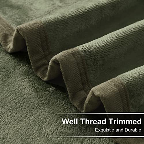 Soft Blanket Warm Fuzzy Microplush Lightweight Thermal Fleece Blankets For Couch Bed Sofa,California King102X108Inch,Olive Green #TOP4