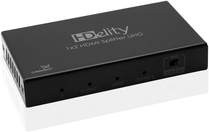 HDelity 1 x 2 HDMI 2.0 Splitter (1 input 2 output) WITH EDID (18G) - Active amplifier - Ultra HD, UHD, 4k, HDR, 3D and ARC. For PS3/PS4, XboX One/360, BluRay, DVD, HDTV, Gaming and Projector