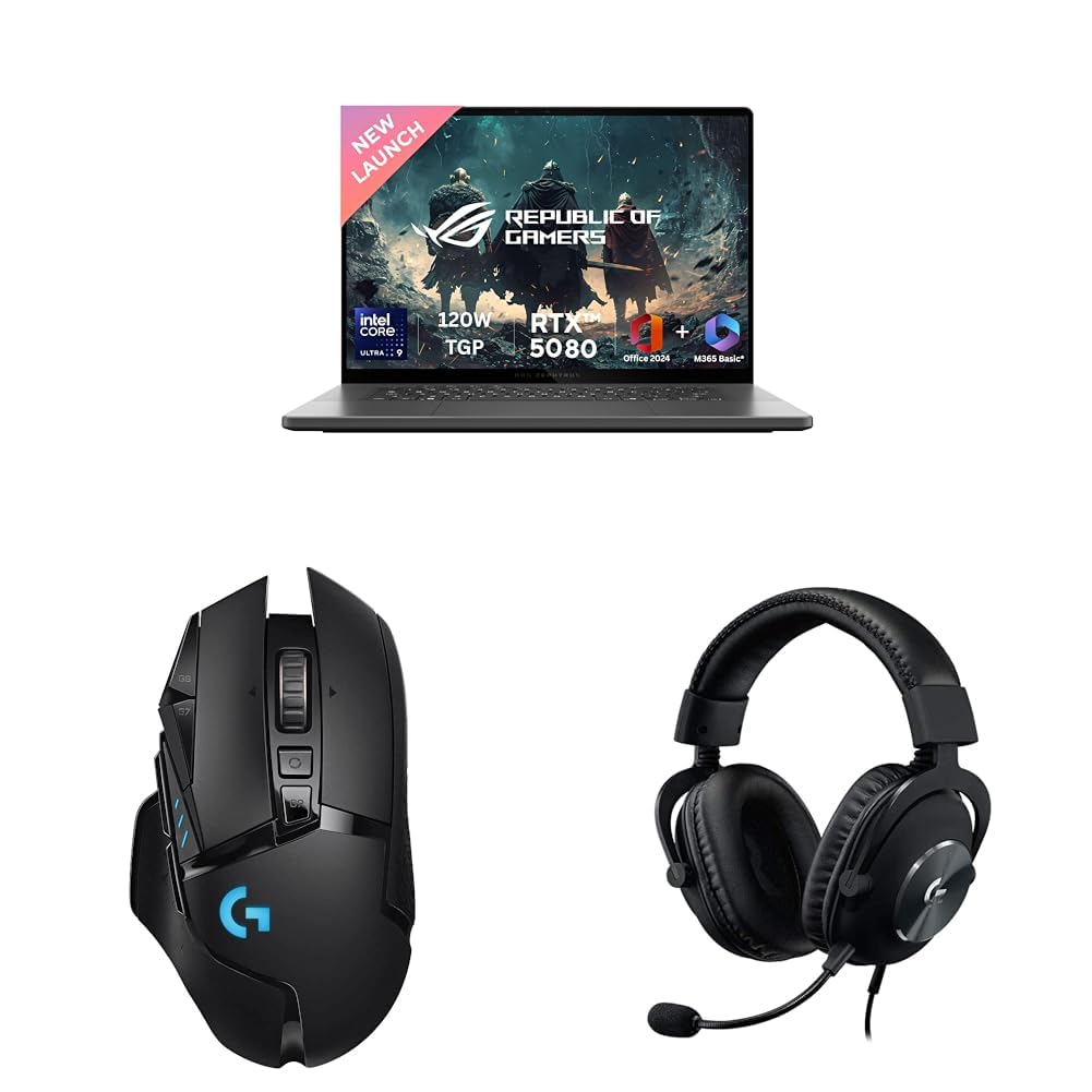 ASUS ROG Zephyrus G16 Gaming Laptop,Intel Core Ultra 9 285H+16GB RTX 5080,32GB,2TB SSD with Logitech G502 LS Wireless Gaming Mouse, 25000DPI Programmable and Logitech GProX Wired Gaming Headset-image-26
