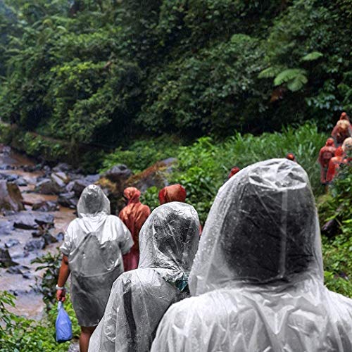 Samshow Disposable Rain Ponchos - Raincoat with Hood(6 Pack)- Emergency Disposable Rain Ponchos Family Pack for Adults,Perfect for Outdoors,Theme Parks,Hiking,Camping,School Sporting