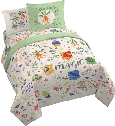Jay Franco Harry Potter Queen Size Comforter Set - 7 Piece Bedding Includes Sheet Set & Pillow Covers - Super Soft Hogwarts Herbology Bedding